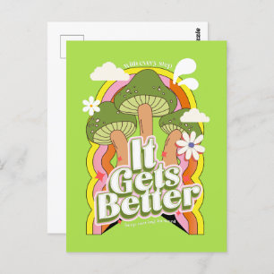 Het wordt beter Goede Vibes & Retro Groovy Voelt Briefkaart