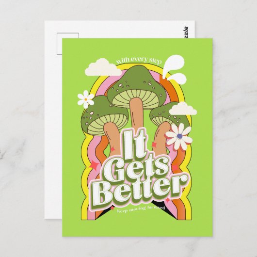 Het wordt beter | Goede Vibes & Retro Groovy Voelt Briefkaart (Voorkant / Achterkant)