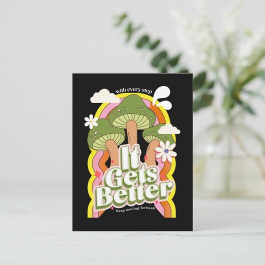 Het wordt beter | Goede Vibes & Retro Groovy Voelt Briefkaart (Staand voorkant)