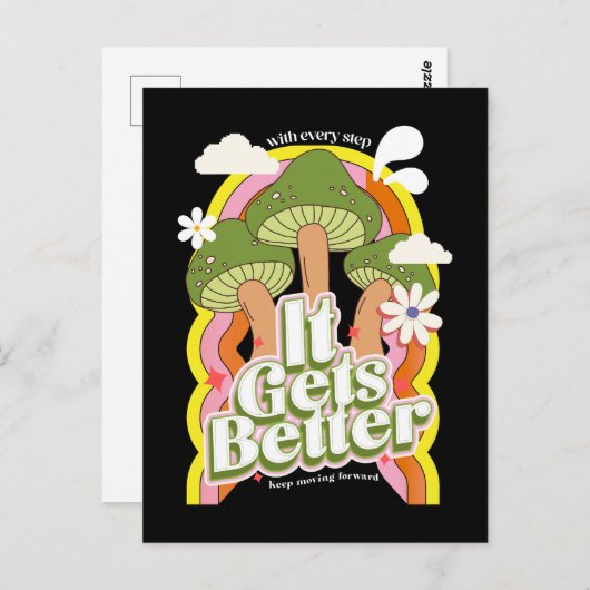 Het wordt beter | Goede Vibes & Retro Groovy Voelt Briefkaart (Voorkant / Achterkant)