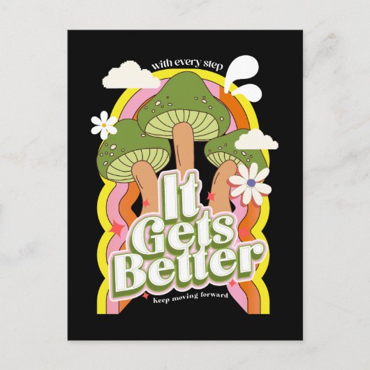 Het wordt beter | Goede Vibes & Retro Groovy Voelt Briefkaart (Voorkant)