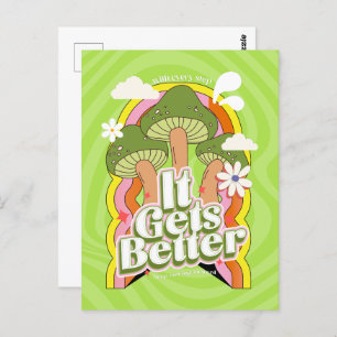 Het wordt beter   Goede Vibes & Retro Groovy Voelt Briefkaart