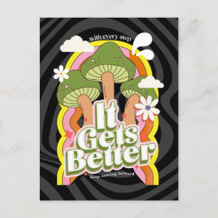 Het wordt beter   Goede Vibes & Retro Groovy Voelt Briefkaart