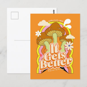 Het wordt beter   Goede Vibes & Retro Groovy Voelt Briefkaart