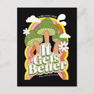 Het wordt beter   Goede Vibes & Retro Groovy Voelt Feestdagenkaart