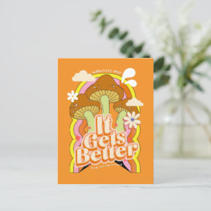 Het wordt beter Goede Vibes & Retro Groovy Voelt Feestdagenkaart