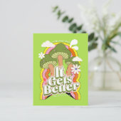 Het wordt beter | Goede Vibes & Retro Groovy Voelt Feestdagenkaart (Staand voorkant)