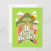 Het wordt beter | Goede Vibes & Retro Groovy Voelt Feestdagenkaart (Voorkant / Achterkant)