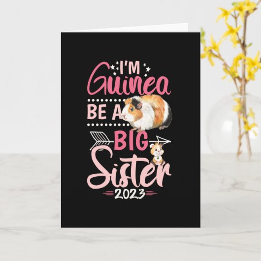 Het wordt een grote zuster 2023 - Guinee Pig Pun Kaart (Gele Bloem)