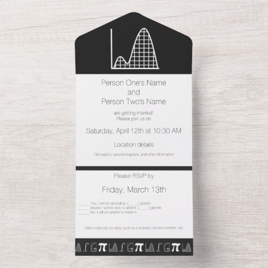 Het wordt in zwart toegevoegd all in one uitnodiging (Binnen)