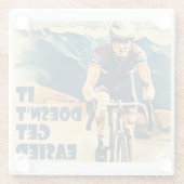 Het wordt niet makkelijker fietsen glazen onderzetter (Achterkant)