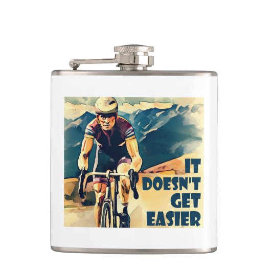 Het wordt niet makkelijker fietsen heupfles (Voorkant)