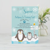 Het wordt sneeuw veel leuke verjaardag uitnodiging (Staand voorkant)