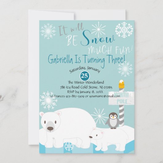 Het wordt sneeuw veel leuke verjaardag uitnodiging (Voorkant)