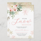 Het wordt Snow Much Fun Girl Baby shower Kaart (Voorkant / Achterkant)