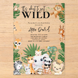 Het wordt wild Saffari Jungle Baby Shower Acryl Uitnodigingen