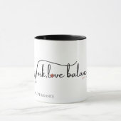 Het WORK LOVE BALANCE schrift met kompas hart mini Mok (Midden)