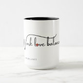 Het WORK LOVE BALANCE schrift met kompas hart mini Mok (Midden)