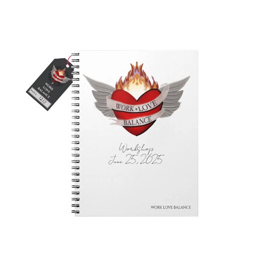 Het WORK LOVE BALANCE witte schrift letterblok Notitieboek