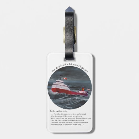 HET WRAK VAN DE EDMUND FITZGERALD BAGAGELABEL (Achterkant verticaal)