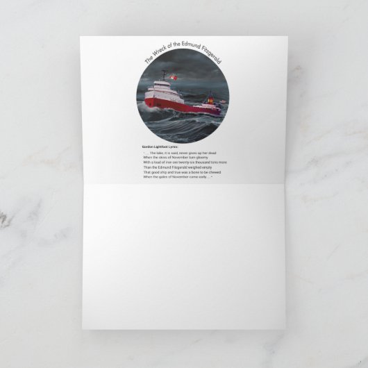 HET WRAK VAN DE EDMUND FITZGERALD BEDANKKAART (Binnen)
