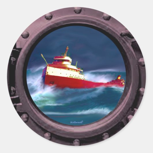 HET WRAK VAN DE EDMUND FITZGERALD RONDE STICKER (Voorkant)