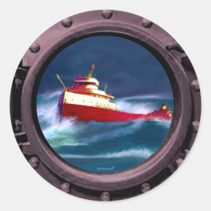HET WRAK VAN DE EDMUND FITZGERALD RONDE STICKER