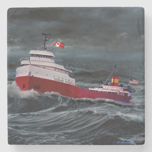 HET WRAK VAN DE EDMUND FITZGERALD STENEN ONDERZETTER (Voorkant)