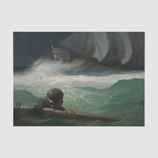 “Het wrak van het Covenant” door NC Wyeth Tissuepapier (Voorkant)