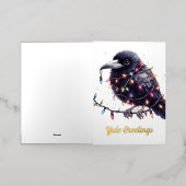 Het Yule Raven Kerstfeest Folie Wenskaart (Buiten Laag)