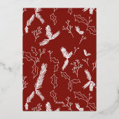 Het zachte Kerstpenseel Manuscript Berry Leaves Re Folie Feestdagenkaart (Achterkant)