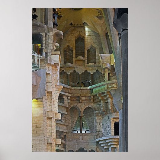 Het zachte licht van het interieur van de Sagrada  Poster (Voorkant)