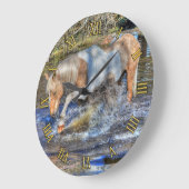 Het zachte Spelen van de Hengst van Palomino Pinto Grote Klok (Hoek)