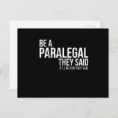 Het zal een paralegal worden, als ze zeggen dat de briefkaart (Voorkant / Achterkant)