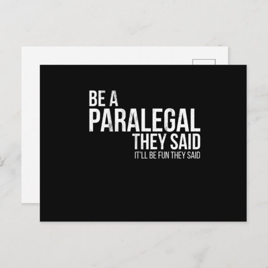 Het zal een paralegal worden, als ze zeggen dat de briefkaart (Voorkant / Achterkant)