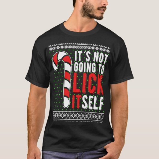 Het zal niet zelf kerstsnoepriet lokken t-shirt (Voorkant)