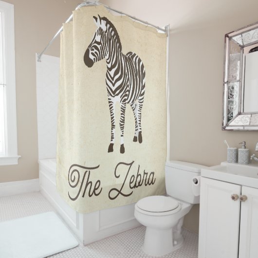 Het Zebra-kleurenblok Douchegordijn (In situ)