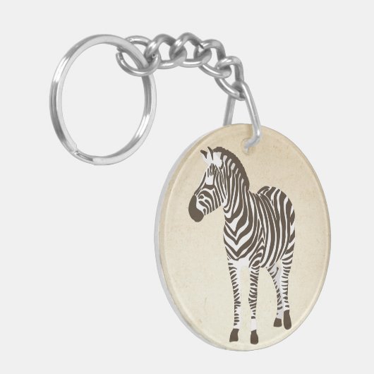 Het Zebra-kleurenblok Sleutelhanger (Voorkant Links)