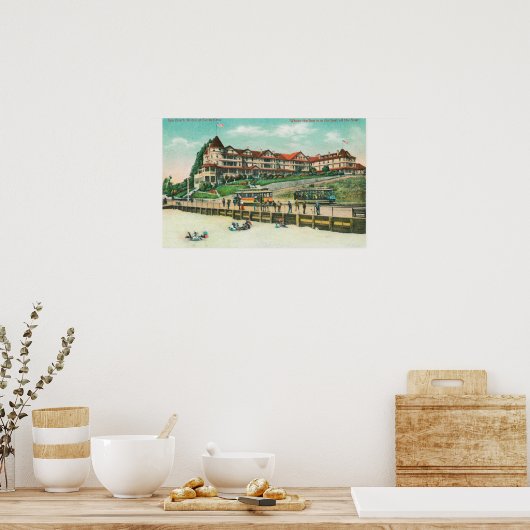 Het Zee Beach Hotel van het strand Poster (Keuken)