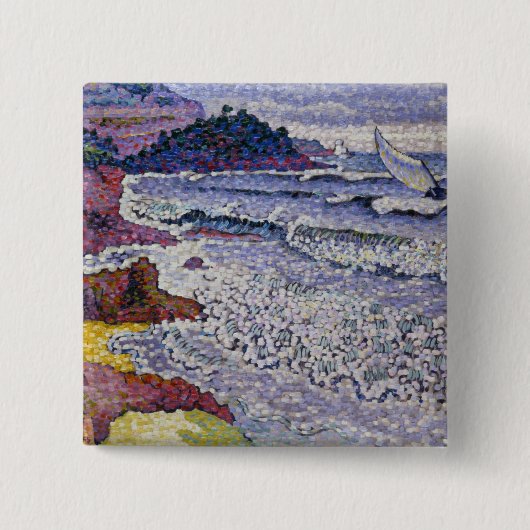 Het Zee Choppy, 1902-3 Vierkante Button 5,1 Cm (Voorkant)