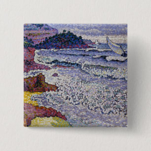 Het Zee Choppy, 1902-3 Vierkante Button 5,1 Cm