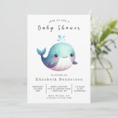 Het Zee Digital Whale Baby shower Kaart (Staand voorkant)