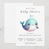 Het Zee Digital Whale Baby shower Kaart (Voorkant / Achterkant)