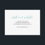 Het Zee Glass Blue Script van de kaart van de webs<br><div class="desc">Laat iedereen je trouwwebsite kennen met deze simpele bijsluitkaarten. Zij kenmerken het blauwe type van de manuscriptkalligrafie van het zee met uw details in een klassiek sans lettertype in houtskool grijs op een scherpe witte achtergrond. De kaart keert terug naar een massief gelijkend zee blauw glas. Om de hele bruiloft...</div>