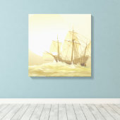 Het Zee Gold Sunset verkopen Canvas Afdruk (Insitu (Houten vloer))