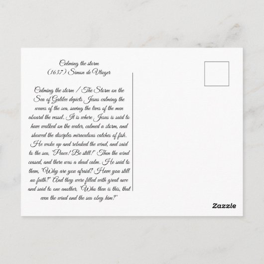 Het Zee kalmeren Briefkaart (Achterkant)