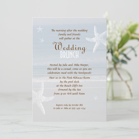 Het Zee na de bruiloft brunch uitnodiging (Staand voorkant)