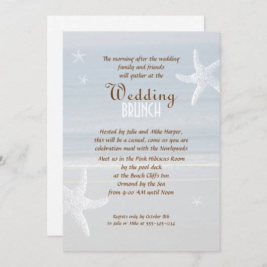 Het Zee na de bruiloft brunch uitnodiging (Voorkant / Achterkant)