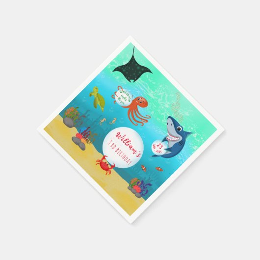 Het Zee Ocean Animals Birthday Party Servet (Hoek)