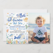 Het Zee Ocean Animals Boy Verjaardagsfoto Kaart (Voorkant)